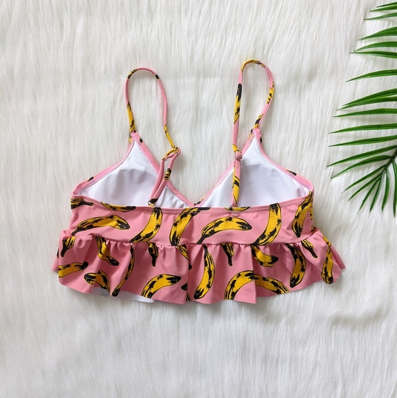 🔴 Pink and yellow banana ruffle bikini top - Picture 5 of 6